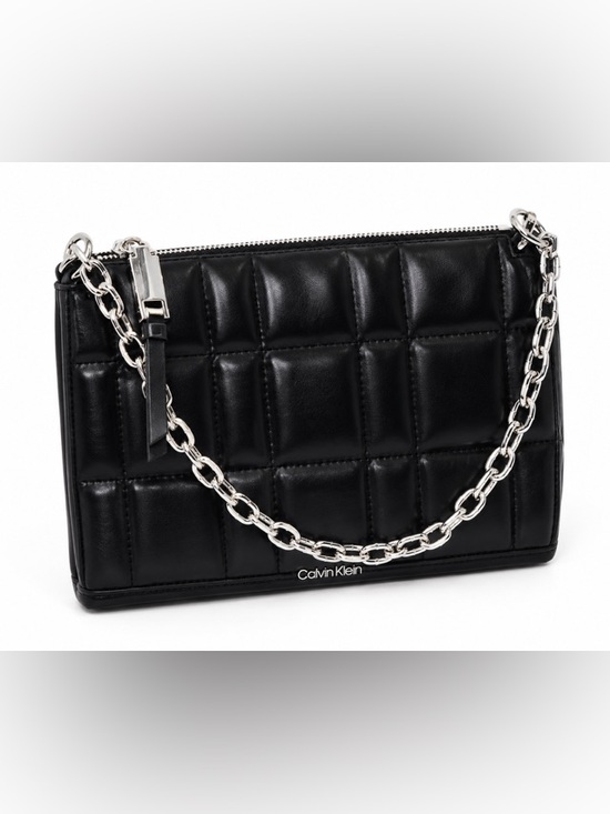 Calvin Klein Handbags - Calvin Klein Quilted Black Crossbody Bag with Silver Chain Detail New with Tags